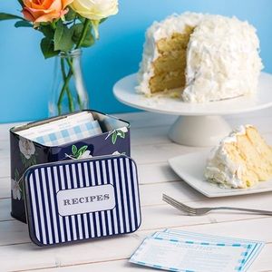 Blue Floral Recipe Box